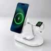 Multifunctional Wireless Charger UAE — 15W Fast Qi Charging Dock for Phone + Smartwatch | LED Indicator | CE FCC Certified | White & Black |